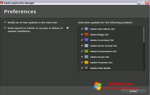 Skärmdump Adobe Application Manager för Windows 10