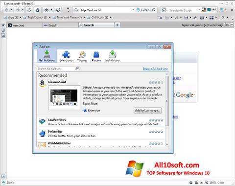 Skärmdump Lunascape för Windows 10