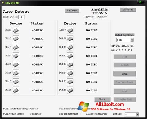 Skärmdump AlcorMP för Windows 10