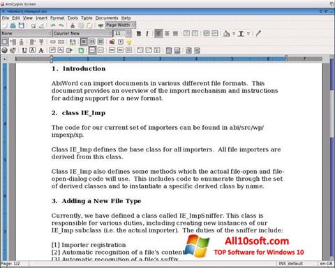 Skärmdump AbiWord för Windows 10