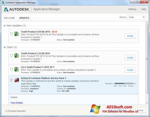 Skärmdump Autodesk Application Manager för Windows 10
