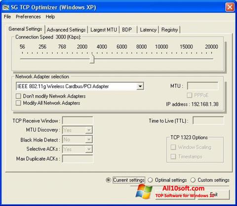 Skärmdump TCP Optimizer för Windows 10