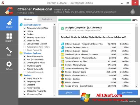 Skärmdump CCleaner för Windows 10