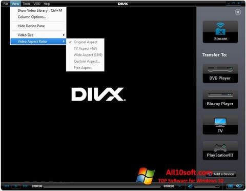 Skärmdump DivX Player för Windows 10