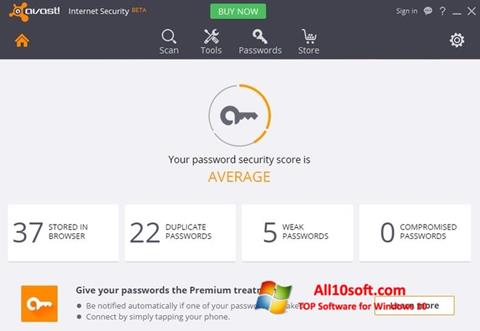 Skärmdump Avast Internet Security för Windows 10