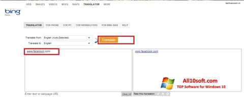 Skärmdump Bing Translator för Windows 10