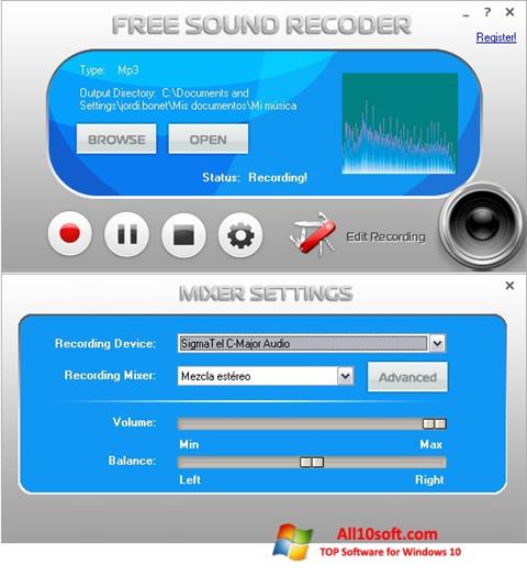 Skärmdump Free Sound Recorder för Windows 10