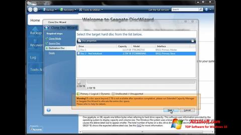 Skärmdump Seagate DiscWizard för Windows 10