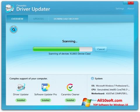 Skärmdump Carambis Driver Updater för Windows 10