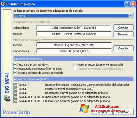 Skärmdump PowerStrip för Windows 10