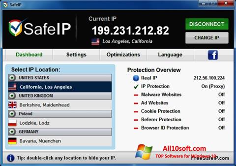 Skärmdump SafeIP för Windows 10