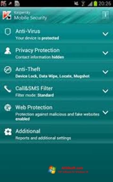 Skärmdump Kaspersky Mobile Security för Windows 10