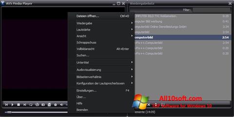 Skärmdump AVS Media Player för Windows 10