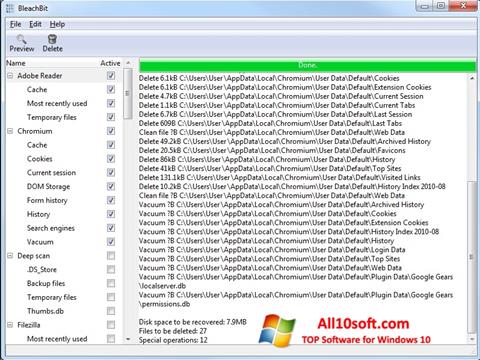 Skärmdump BleachBit för Windows 10