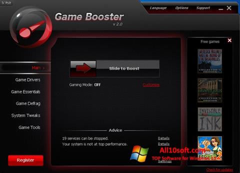 Skärmdump Game Booster för Windows 10