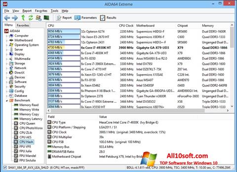 Skärmdump AIDA32 för Windows 10