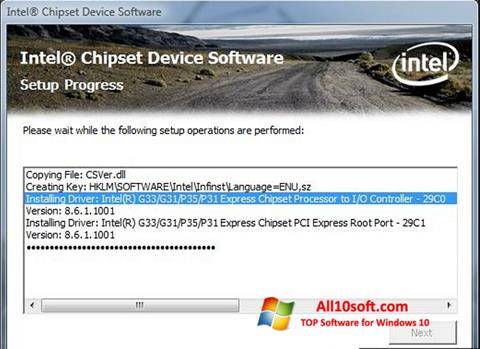 Skärmdump Intel Chipset Device Software för Windows 10