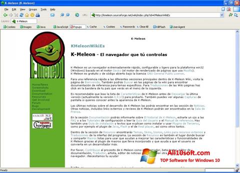 Skärmdump K-Meleon för Windows 10