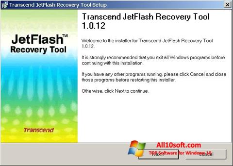 Skärmdump JetFlash Recovery Tool för Windows 10