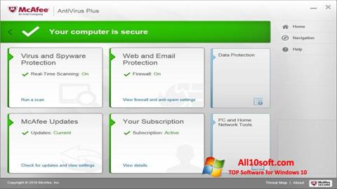 Skärmdump McAfee AntiVirus Plus för Windows 10